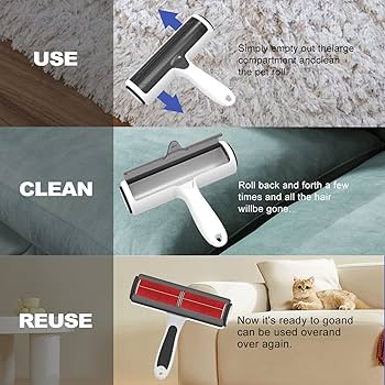 Reusable Pet Hair Remover Roller - Self-Cleaning Fur Removal Tool